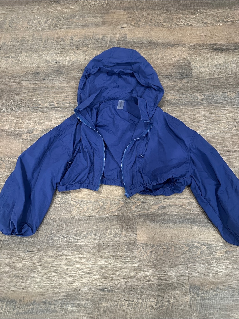 Cropped Hooded Windbreaker Jacket - Blue